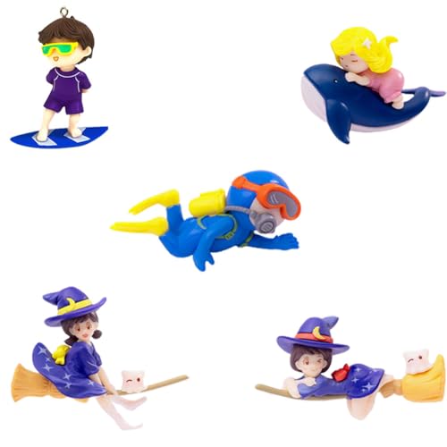 SBOACXC Bruja Figuras Set, 5 Piezas Bruja Mini Figuras Set, Lindo Bruja Figura, Lindo Bruja Cake Toppers, Figuras Decoración Pastel Bruja, Bruja PVC Figuras para Niños Fans del Juego