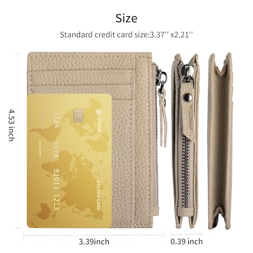 Image of Slim Wallet for Women Small Leather RFID Blocking Credit Card Holder Minimalist Front Pocket Wallet with Coin Purses & Pouches,khaki