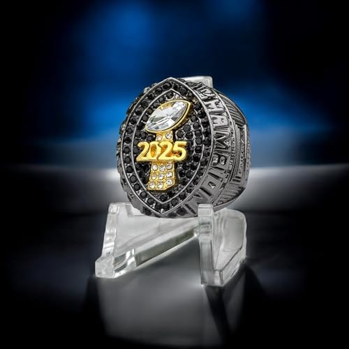 Legacy Rings 2025 Fantasy Football Championship Trophy Ring Gunmetal Black and Gold Tone, Award for Fantasy Football League Winner4