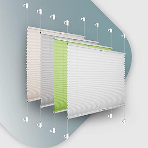 Plissee ohne Bohren Klemmfix 85x120cm(BxH) Weiß Jalousie Sonnenschutz Easyfix Faltrollo Lichtdurchlässig Rollo für Fenster & Tür Cover