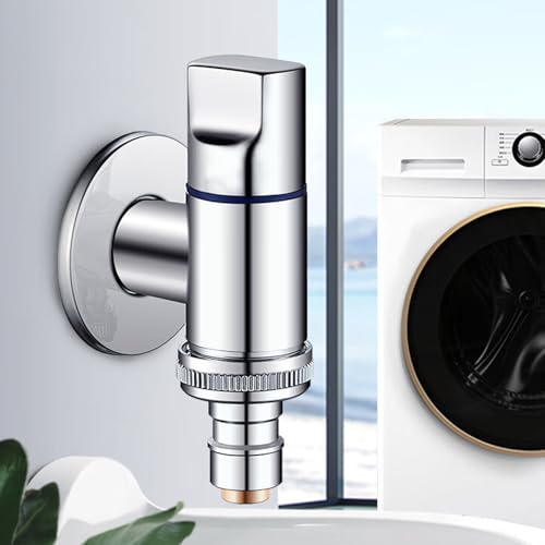 GGesii Waschmaschinen-Wasserhahn, Waschmaschinen-Winkelventil, Wasserhahn für Waschmaschine, Eckventil Waschbecken, für Waschmaschinenventil (Silber)