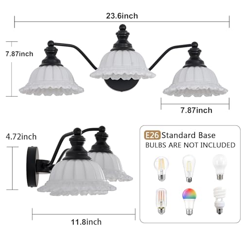 Image of XIEDUN Black 3 Light Vanity Light Modern Bathroom Vanity Light Fixture