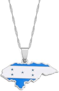 Map Pendant Necklace - Honduras Map Necklace for Unisex Jewelry, Honduran Map Pendant Party with Flag Dress Accessories Ethnic Style, Charm Patriotic Symbol Necklace Travel Souvenir Gifts for Friends