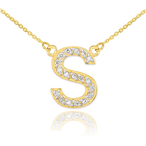 Fine 14k Yellow Gold Diamond-Studded Initial Letter Pendant Necklace, 20