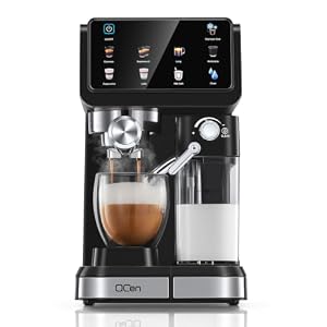 QCen Siebträgermaschine 20 Bar, 9-in-1 Espressomaschine mit Milchtank