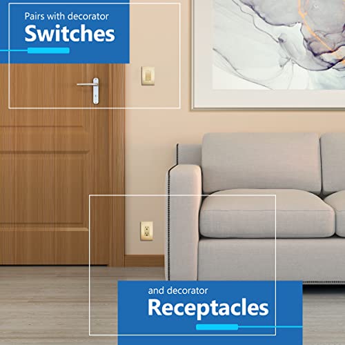 LIDER Brushed Finish Decorator Switch Cover, Screwless Wall Plate, Mid-Size 1-Gang 4.88" x 3.11", Unbreakable Polycarbonate Thermoplastic, UL Listed, LSWP-31M-BGD, Brushed Gold - Image 6