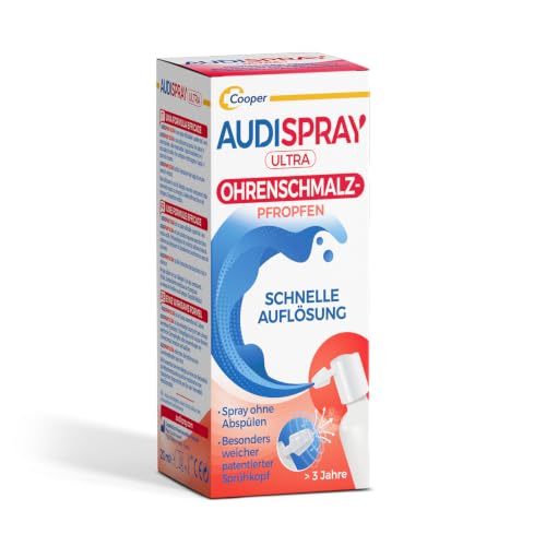 AUDISPRAY Ultra - Behandlung von Ohrenschmalzpfropfen - Schnelle Auflösung von Ohrenschmalzpfropfen - Ohr - Spray 20 ml
