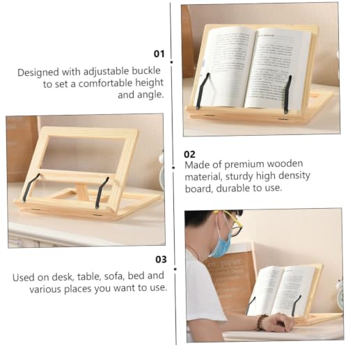 Support de lecture pour éviter le mal de dos avec hauteur réglable en bois beige