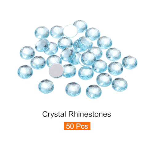 Image of MECCANIXITY Flat Back Round Acrylic Rhinestones,14mm Lake Blue Flatback Crystal Rhinestones for Crafts Clothes Shoes DIY Decoration Gifts 50Pcs