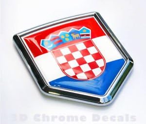 Croatia Flag Croatian Emblem Chrome Car Decal Sticker 3D Badge Shield Shape