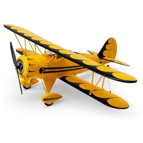 E-flite RC Airplane UMX WACO Yellow BNF Basic Transmitter Battery and Charger Not Included with AS3X & Safe EFLU53550Y Cover