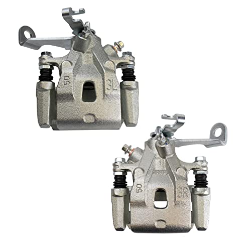 Image of TRQ Rear Driver and Passenger Side Brake Caliper Set Caliper Brackets Hardware Compatible with 13-15 Mazda CX-5