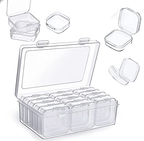 Taicols 12 Pièces Petites Boîte de Petits Objets Perles Bijoux Livré avec une Boîte Rectangulaire pour Ranger les Petites Boîtes de Rangement Plastique Transparent avec Couvercle Cover