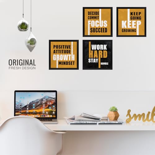 Image of Chaka Chaundh - Motivational Quotes frames for OFFICE & STUDENT- business and study room -Decide Keep Commit Going Focus Keep Succeed Growing Positive Work Attitude Growth Hard Mind-set Stay Humble - (11 X 11 inches - set of 4)