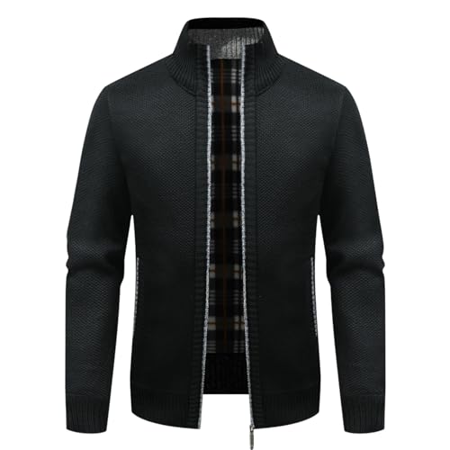 Chaqueta de punto hombre invierno invierno contra el frío con forro polar grueso suave