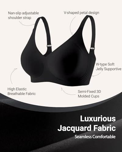 Image of Gailife Smooth Wireless Jelly Bras for Women No Underwire Seamless Push Up Bra Full Coverage Soft Suppor Tshirt Bralettes