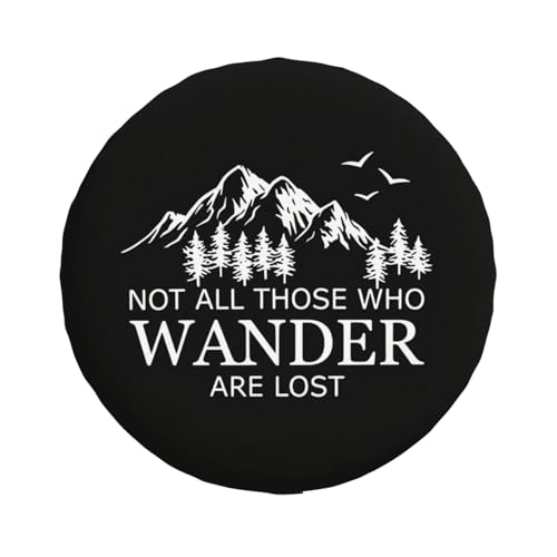 Image of Spare Tire Cover with Not All Those Who Wander are Lost Pattern Wheel Protectors Weatherproof Wheel Covers Universal Fit for SUV Truck Rv Travel Camper Trailers Accessories 16inch