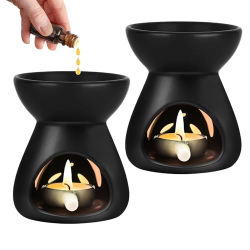 2 Bruciatore di Essenze, Brucia Essenze Ceramica con Cucchiaio, Diffusore di Oli Essenziali, Bruciatore di Candele in Ceramica, Candela Fornello per Casa Camera da Letto Decorazione