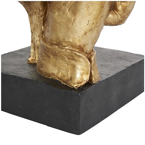 Escultura Decorativa Polystone 40 in Dorado con Base Negra miniatura 7