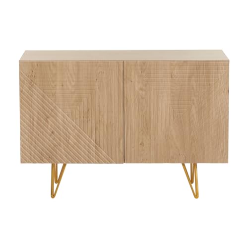 Design-Sideboard aus hellem Eichenholz-Finish und goldfarbenem Metall mit 2 Türen B107 cm ozen - Eiche hell