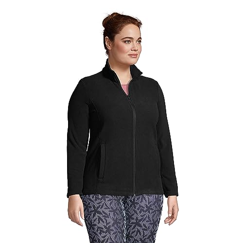 Lands' End Womens Full Zip Fleece Jacket Black Petite Medium #TOP2