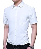 Kurze Ärmel Kuson Herren Hemd Regular Fit Kurzarm Bügelleicht/Bügelfrei Reine Farbe Kurzarmhemd Weiß, Gr.- XL (Herstellergröße 43)