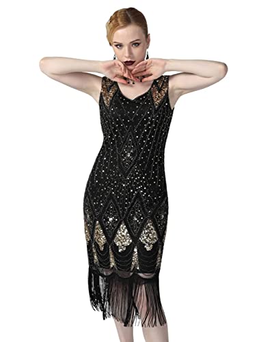 Image of PrettyGuide Women 1920s Gatsby Cocktail Sequin Art Deco Flapper Dress