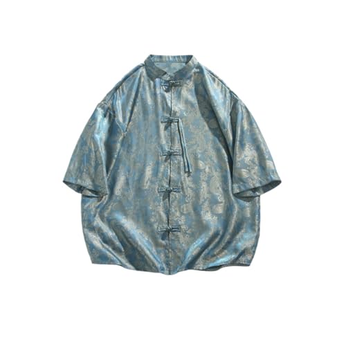 Chemise en lin jacquard homme haut de gamme à col montant
