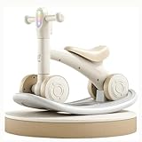 Ride on Toys Balance Bike 2 in 1Wiggle Car Silent Wheels Detachable Balance Board Toy Set for Indoor Outdoor Play with Pedal(Khaki,with Rocking Board)