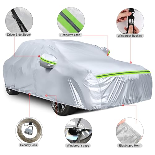 Autoabdeckung Passend für Kia Picanto 2003-2024, wasserdichte Vollgarage Autoplane mit Reißverschlusstür und Entlüften für Schnee, Regen, Allwetterschutz