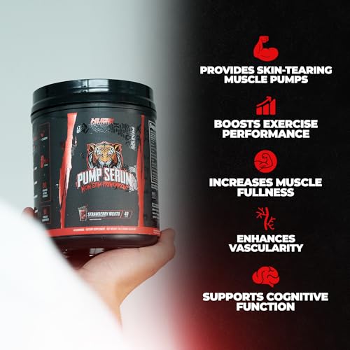 Image of Pump Serum Non Stim Pre-Workout - Fully Loaded Stimulant Free Pre Workout for Extreme Pumps, Vascularity & Muscle Fullness, with L-Citrulline, HydroPrime & Nitrates, Strawberry Mojito, 40 Servings
