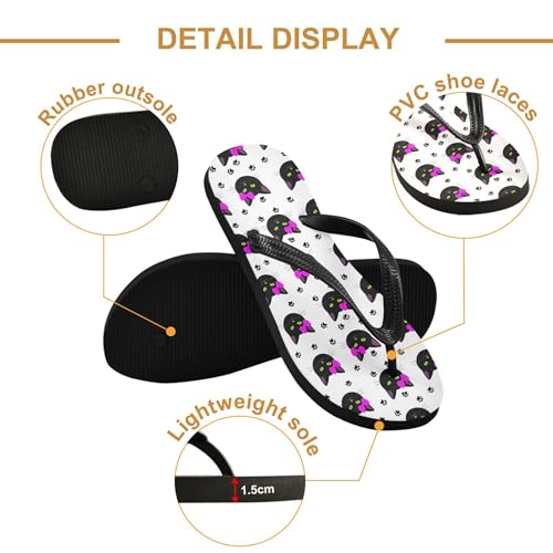 Burbuja Black Cat Paw Prints Flip Flops for Women Men, Soft Thong Sandals Rubber Slippers for Pool Beach Essentials3