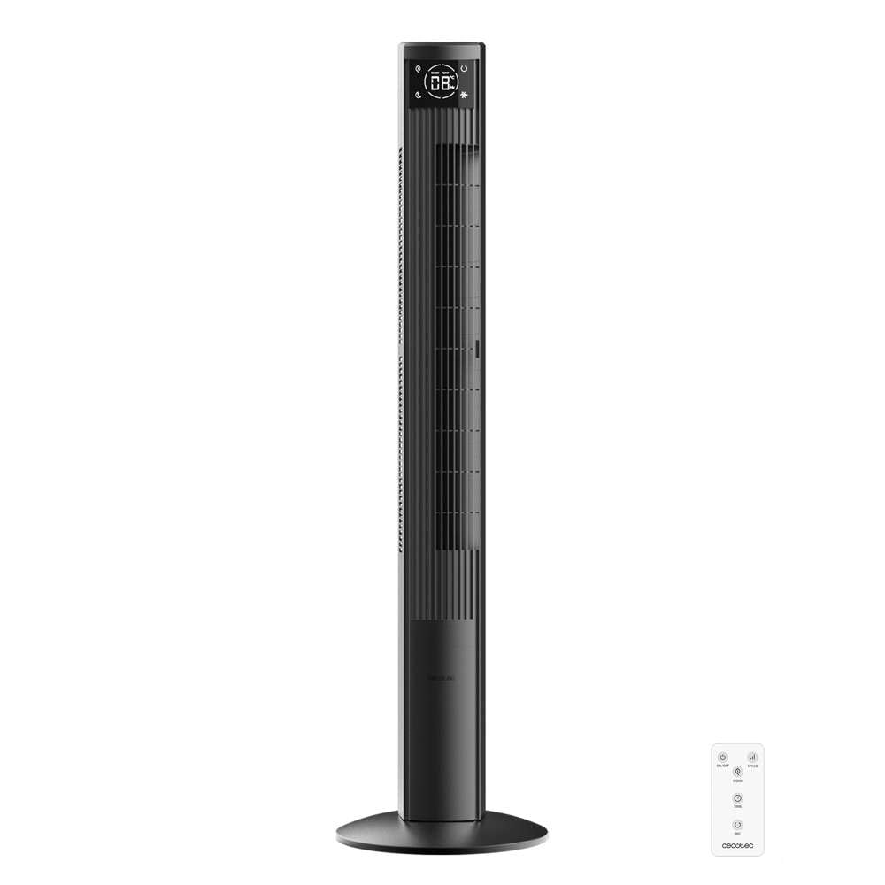 Cecotec - Ventilatore a torre EnergySilence 9090 Skyline Ionic da 119 cm, 45 W, ionizzatore, schermo LED touch, telecomando, 3 modalità e velocità, timer 12 ore, oscillazione 70º,Altezza 47",Grigio