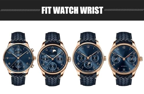Bracelet de montre en cuir IWC Portugieser en vache tissé bleu 22mm