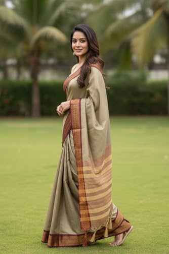 Image of SUPERLAXMI Womens Narayana Pattu Narayanpeth Cotton Silk Saree with unstitched blouse