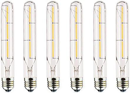6PACK Vintage Tubular LED Filament Bulb Dimmable T30 3W LED Light Bulb, E26 Base, Clear Warm White 2700K, 30W Equivalent, 110-120VAC, Dimmable (3)