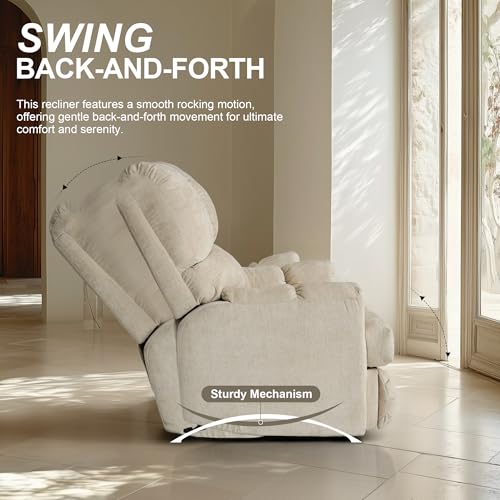 Sillón reclinable chenille color beige miniatura 6