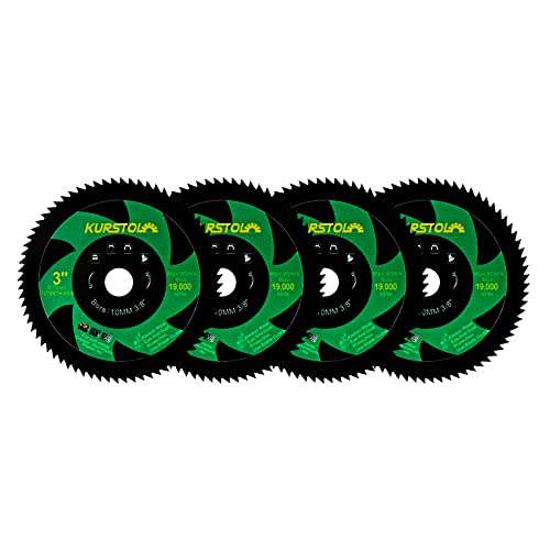 3" HSS Circular Saw Blade - 4pcs 75mm 72T Cutting Disc for Angle Grinder with Arbor 3/8"(10mm) Copper Aluminum Metal Non-Ferrous Sheet Metal