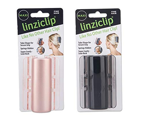 Miniatura 6 de Linziclip Maxi - Pinza para el cabello, oro rosa y negro, paquete de 2