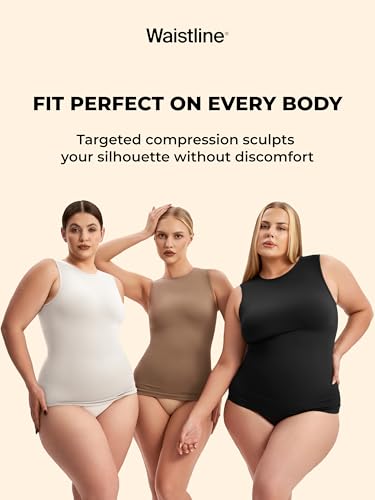WAISTLINE Women's Compression Tank Top with Adjustable high Neck - Shapewear Cami for Tummy Control - Body Shaper Camisole