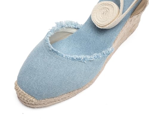 Image of Womens Espadrille Wedge Sandals Closed Toe Platform Lace Up Ankle Strap Slingback Summer Dress Shoes