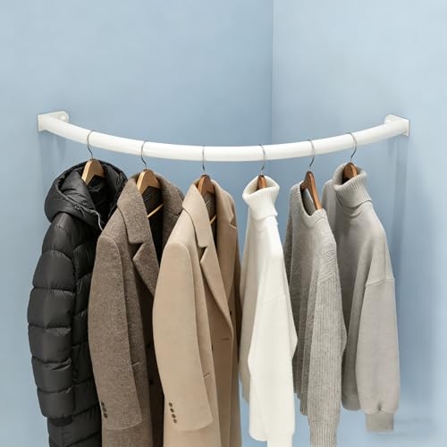 �˂�����_ 90�x�R�[�i�[�Ǌ|���o�[ �ߗޗp�A C���^�R�[�i�[�N���[�[�b�g�n���K�[ �S���p�C�v�A �o���R�j�[�^�V�����[�p�J�[�u�^�ߗފ������b�N(White,60x60 cm (23 5/8"x23 5/8"))