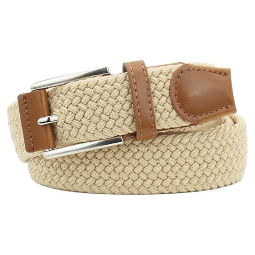 Image of Mixed Color Woven Stretch Braided Belts for Men and Women | Multicolored, Breathable, Casual, Golf, Elastic Woven, Unisex, for Pants Jeans, No Hole, Zinc Alloy Buckle