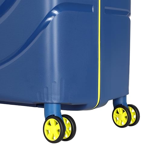 Image of American Tourister Polycarbonate Material Circurity Max 77 cm Small Hardside Cabin Suitcase with Xtrasecu 3-Point Locking System & Double Spinner 8 Wheels for Unisex - Deep Blue