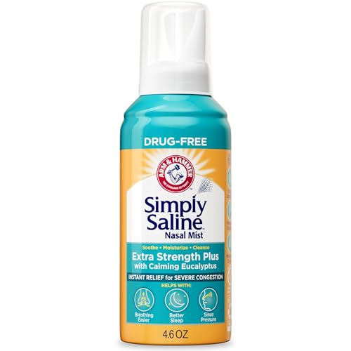 ARM & Hammer Simply Saline Extra Strength Plus Eucalyptus Nasal Mist for Severe Congestion, Saline Nasal Spray, 4.6 oz