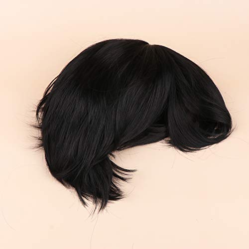 Lurrose Peruca masculina curta reta peruca moda cosplay peruca adereços para materiais de desempenho