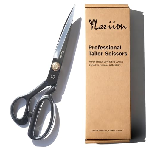 YLaziion Left-Handed 10-Inch Heavy-Duty Fabric Scissors Classic Professional Tailor Shears Manganese Steel Fabric Shears with Adjustable Brass Screw for Sewing & Dressmaking 0.67LB