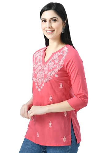 Image of QAZMI Women's Cotton Straight Embroidered Kurti