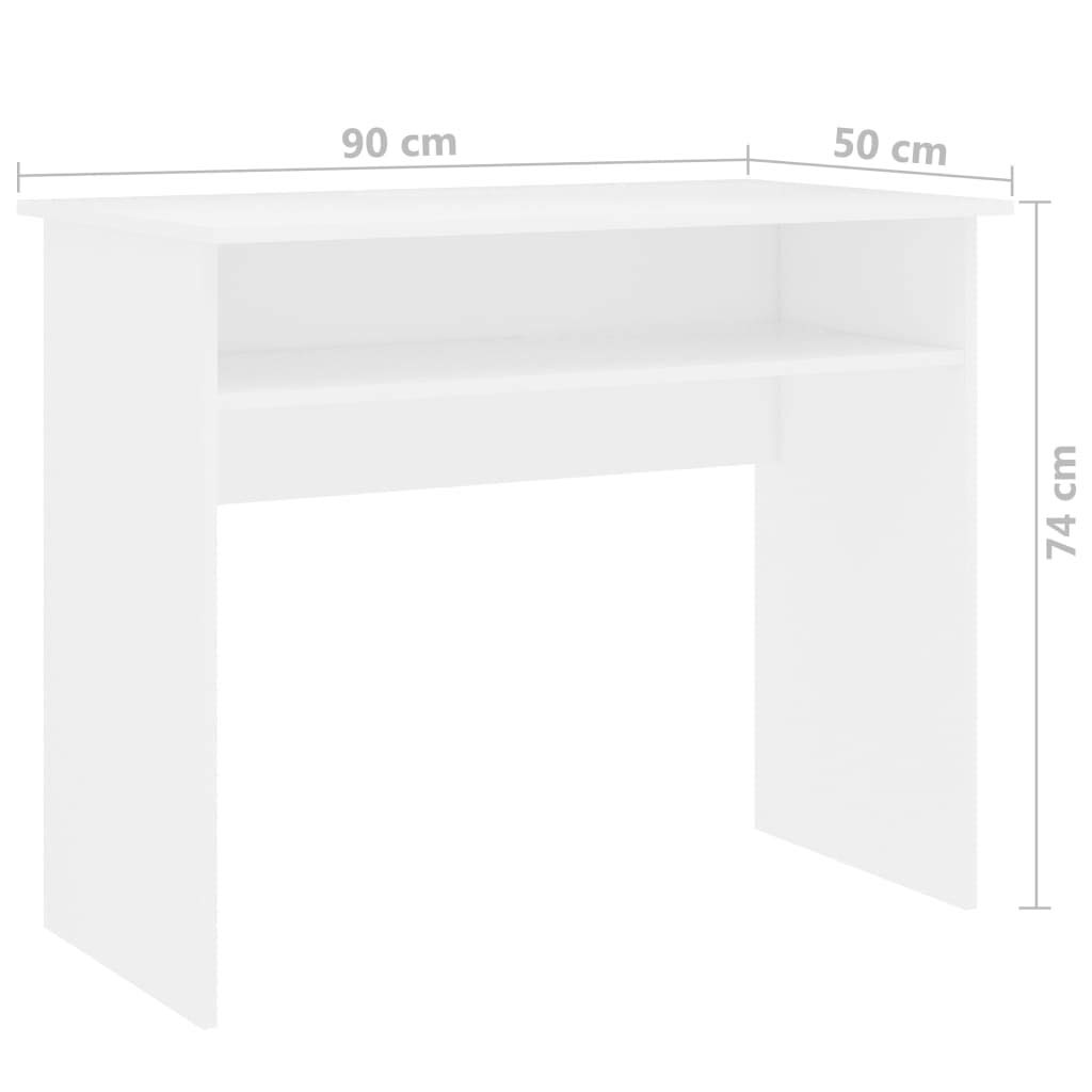 Benkeg Escritorio De Aglomerado Blanco 90X50X74 Cm con Estante De Almacenamiento, Mesa Escritorio Ordenador Escritorio Ordenador Moderno Mesa Despacho Mesa Estudio