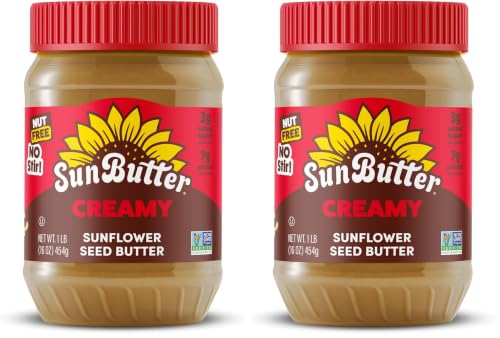 Image of SunButter Creamy Sunflower Seed Butter, 16 oz Nut-Free Spread with 7g Plant-Based Protein, Roasted Rich & Savory Flavor, Smooth Texture | Vegan, Kosher & Non-GMO (Pack of 2)